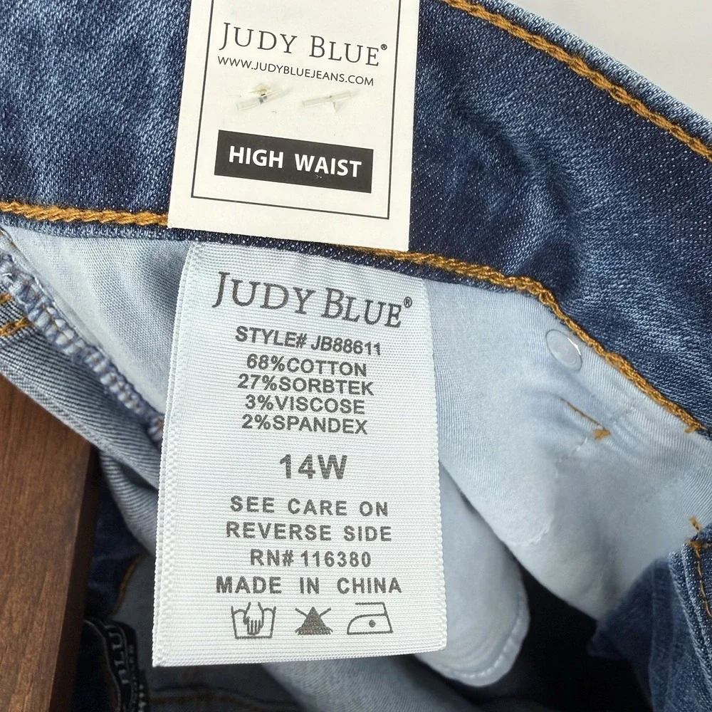 NWT‎ Judy Blue High Waist Flare Leg Tummy Control Size 14W Stretch Sorbtek Blue - Picture 6 of 8